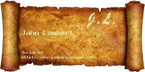 Jahn Lambert névjegykártya